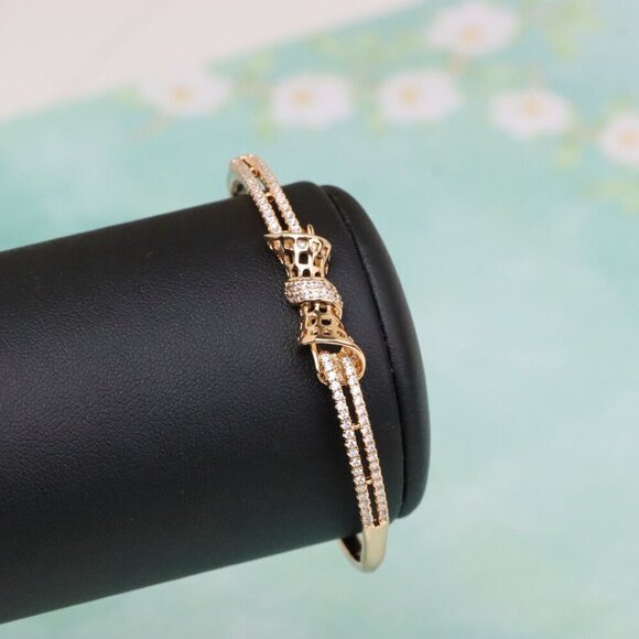 Rose Gold Bangle with Sparkling Bow Design, XPBL0574 - Picture 7 of 12